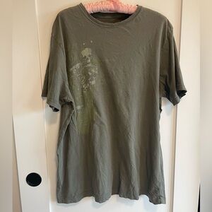 olive green distressed skull y2k short sleeve